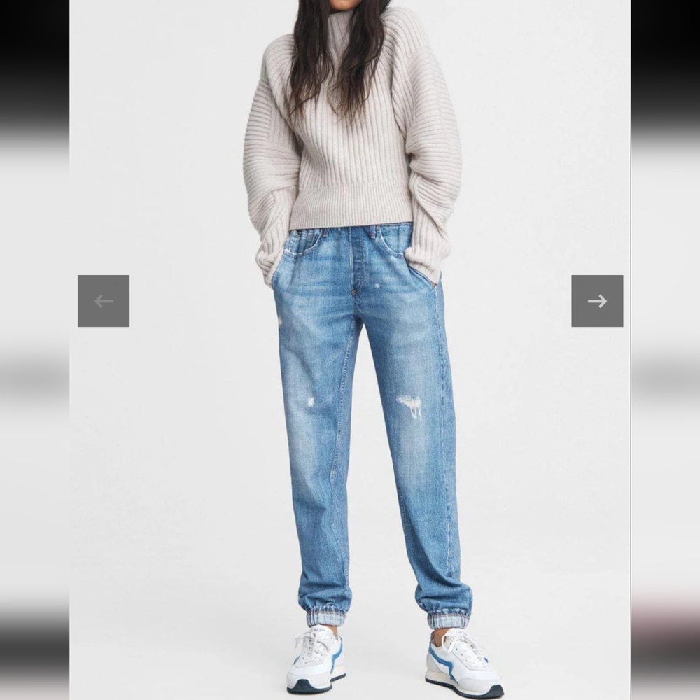 Rag & Bone Miramar Tromp L'oeil Denim Print Relaxed Cotton Jogger Pant M